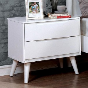 Royal Hampton 2 Drawer Wooden Nightstand with Recessed Drawer Fronts, White - 1 of 4