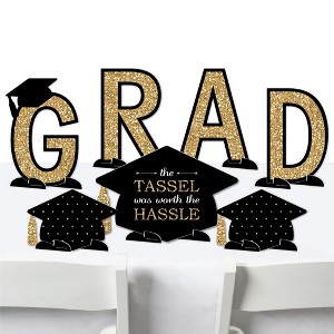 Big Dot of Happiness Gold Graduation Party Centerpiece Table Decorations - Tabletop Standups - 7 Pieces - 1 of 4