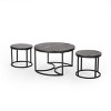 32"W Nesting Coffee Table Cocktail Table Center Table, Modern Industrial, Fir Wood, Black/Natural-Christopher Knight Home - 3 of 4