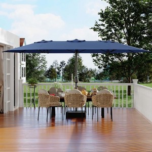 15ft Large Patio Umbrella，Rectangular Patio Umbrella with Crank Handle, UV Protection for Outdoor Market, Backyard, Pool - 1 of 4