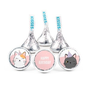324ct Cat Birthday Party Stickers for Hershey's Kisses Kid's Favors, Party Supplies - DIY - Candy Not Included - By Just Candy - 1 of 2