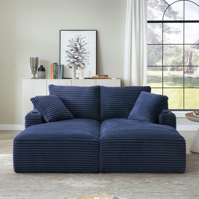 Dolonm Compressible Double Lounge Chair, Boneless Sofa with Cup Holder, , No Assembly,for Living Room,Bedroom
