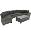 Sapphtopaz 8-Piece Modular Half-Moon Outdoor Patio Sofa Set, PE Rattan Wicker Modular Sofa, Curved Outdoor Sofa Set with Coffee Table & Cushion - 3 of 4