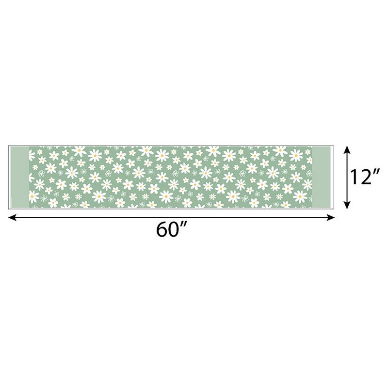 Big Dot of Happiness Sage Green Daisy Flowers - Petite Floral Party Paper Table Runner - 12 x 60 inches, 4 of 6