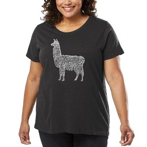 LA Pop Art Women's Word Art T-shirt - Llama Mama - 1 of 4