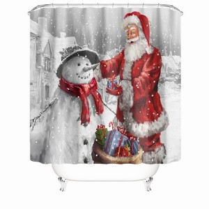 Snowman Santa Shower Curtains for Bathroom Waterproof Fabric Bath Curtain Durable Soft Stylish Bathroom Decor 72x72 Inch - 1 of 1