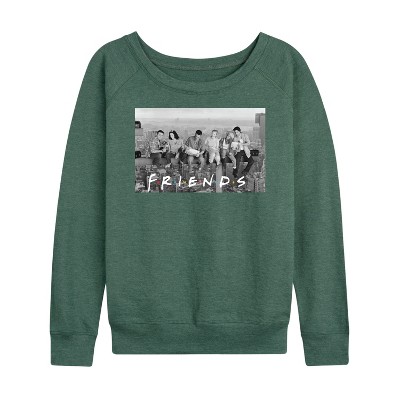 Women's - Friends - Group Photo Lightweight French Terry Wide Neck Long Sleeve Shirt