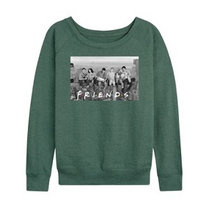 Women's - Friends - Group Photo Lightweight French Terry Wide Neck Long Sleeve Shirt - 1 of 4