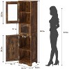 Tall Bathroom Cabinet, Freestanding Storage Cabinet with Glass Doors and Adjustable Shelves and Drawers, 67" Tall Cabinet for Kitchen, Pantry - 2 of 4
