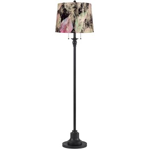 360 Lighting Dyna 58" High Black and Leaf Melange Shade 2-Light Floor Lamp - 1 of 4