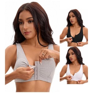 INSPIRE CHIC Women's Front Closure Adjustable Strap Wirefree Full Coverage Soft Workout Bras 3 Packs - 1 of 4