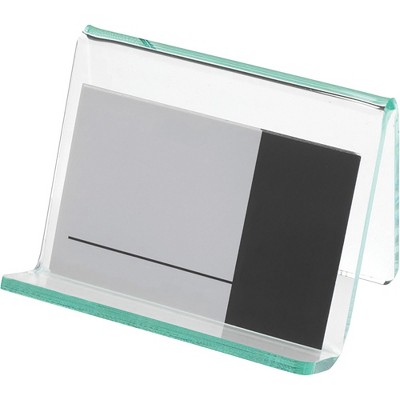 Lorell Business Card Holder 3-1/4"x3"x2-5/8" Clear/Green 80657