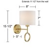 360 Lighting Amidon Modern Wall Lamp Warm Brass Metal Plug-in 8" Light Fixture White Fabric Drum Shade for Bedroom Reading Living Room House Home - 4 of 4