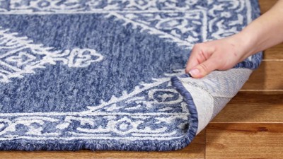 Handmade Tufted Wool Square Rug in Serene Blue - 59"