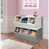 Badger Basket Three Bin Stackable Storage Cubby Gray - 3 of 4