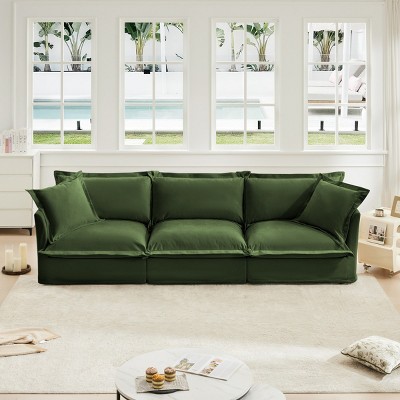 Modern Sectional Chenille Fabric Sofa Couch,3 Seater Slipcovered Sofa Couch With Soft Multiple Big Pillows,Sofa Living Room-Maison Boucle