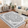 Charming Floral Washable Area Rug - Non-Slip Low Pile Large Rug for Living Room, Bedroom, Farmhouse, Dining Room & Kids Playroom - 2 of 4