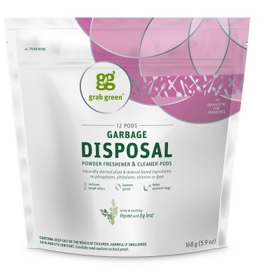 Grab Green Garbage Disposal Freshener & Cleaner Pods, Thyme with Fig Leaf Scent