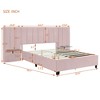 Okak Queen Size Velvet Platform Bed Frame Upholstered Modern Bed with Big Headboard & 2 shelves No Springs Required Easy to Assemble, Pink - 4 of 4