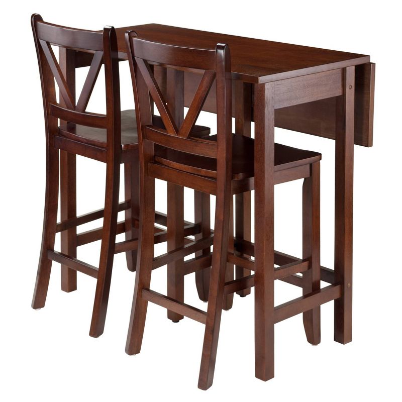 3pc Lynnwood Set Drop Leaf Counter Height Dining Sets with Counter Stools Wood/Walnut - Winsome, 1 of 11