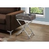 Monarch Specialties Accent Table Side End Nightstand Lamp Storage Drawer Living Room Bedroom Metal Laminate Brown Chrome Contemporary Modern - 3 of 4