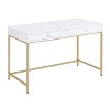 XIYUYEU Home Office Desk 47.5" L Morden Writing Desk with 2 Drawers and Gold Metal Legs - 3 of 4