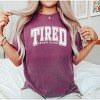 Simply Sage Market Women's Tired Mom's Club Varsity Short Sleeve Garment Dyed Tee - 2 of 2