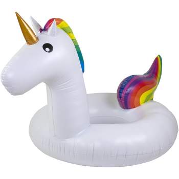 Northlight 68" Rainbow Unicorn Inflatable Swimming Pool Tube Ring Float