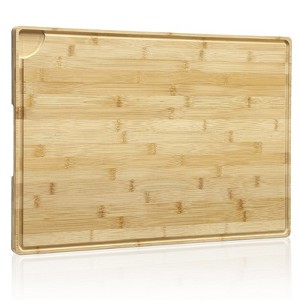 24" x 16" Bamboo Cutting Board for Kitchen Wooden Butcher Block Chopping Board with Deep Juice Groove & Back Inner Handle for Meat, Vegetables & Fruit - 1 of 4