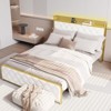 King Size Platform Bed Frame with Charging Station and LED Lights, King Bed Frame with Velvet Storage Headboard, Noise Free - 3 of 4