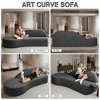 AENKYO 91 " Curved Chaise Couch Memory Foam Sofa for Home Office, Installation Free, Velvet, Gray - 2 of 4