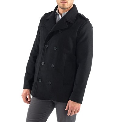 Мужские куртки Alpine Swiss Jake Mens Wool Pea Coat Double Breasted Jacket Black XL — фото 6