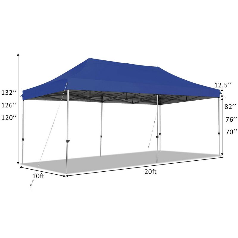 Costway 10'x20' Pop up Canopy Tent Folding Heavy Duty Sun Shelter Adjustable W/Bag, 3 of 11