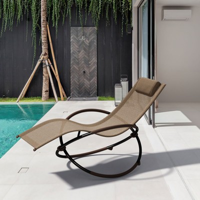 Hyleory Outdoor Portable & Foldable Rocking Chair with Detachable Headrest