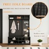 Farmhouse Wood Hall Tree with  Open Shoe Rack, 3-in-1 Coat Rack with 4 Hooks for Entrance, Hallway, Mudroom - 4 of 4