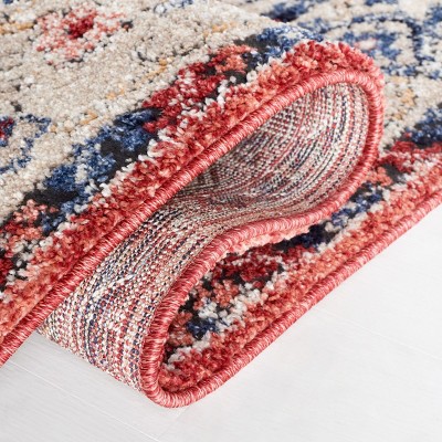 Luna Classic Blue Rust 8' x 10' Soft Synthetic Area Rug