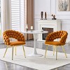 Set of 2 Modern Velvet Dining Chairs with Metal Legs, Stylish Accent Chairs for Kitchen, Dining Room, or Living Areas-Panipeachy - 2 of 4