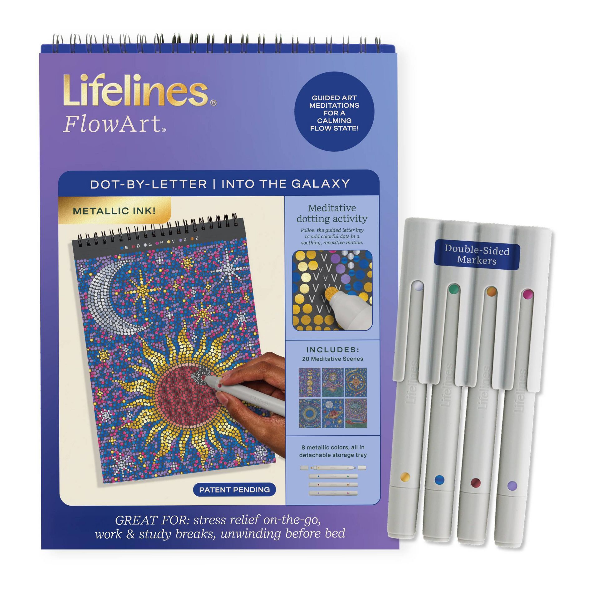 Lifelines FlowArt: Dot-By-Letter Into the Galaxy Metallic ink