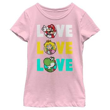 Girl's Nintendo Love with Mario, Princess Peach, and Yoshi T-Shirt