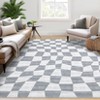 Washable Modern Geometric Checkerboard Rugs Non Slip Indoor Abstract Soft Carpet for Living Room Bedroom Low Pile Area Rugs Room Decor - 3 of 4