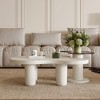 Chic Crate - White/Cream Nesting Coffee Tables Set of 2, 2 in 1 Modern Irregular Glass Top End Table, Easy Living Room Assembly - 4 of 4