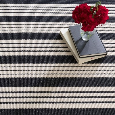 Handmade Birmingham Black Stripe Cotton Rug 2' x 3'