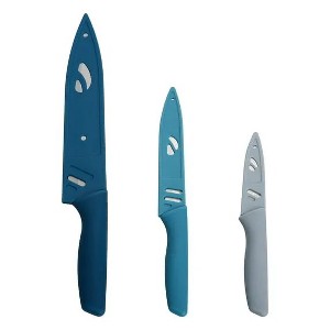 3-Piece Stainless Steel Color Knife Set with Ergonomic Soft Grip Handles - 1 of 3