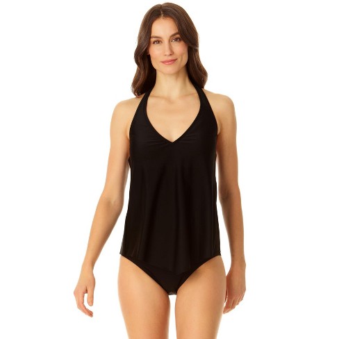 Women's Sporty One Piece Swimsuit in Black - Coppersuit