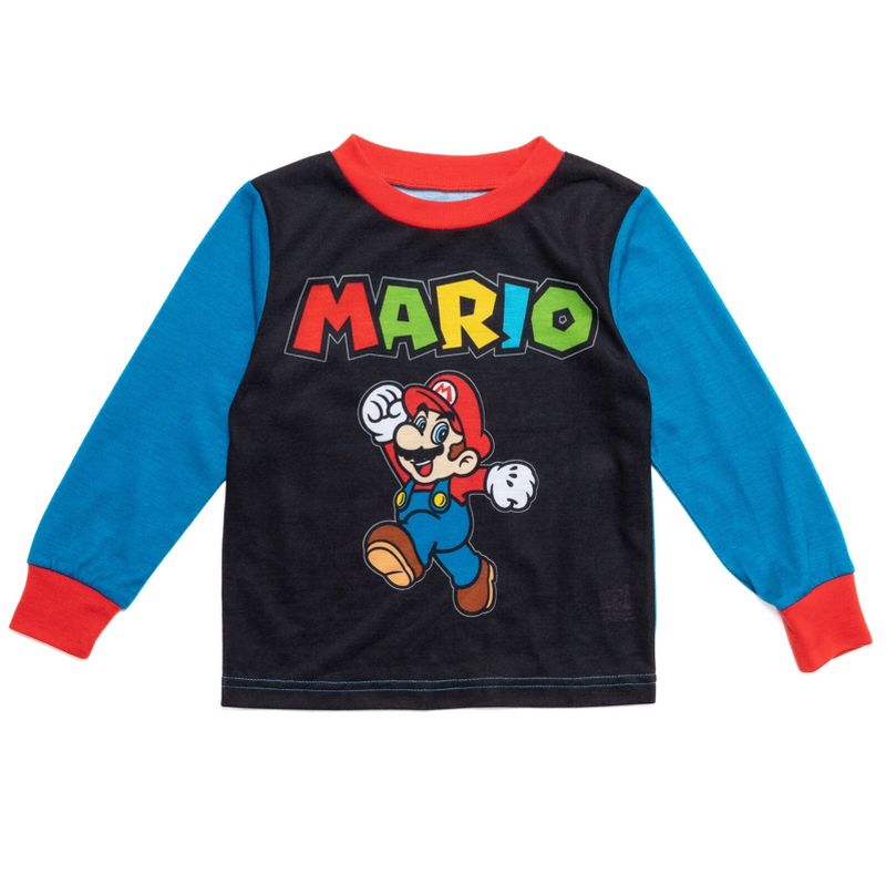 SUPER MARIO Nintendo Luigi Mario Pajama Shirt and Pants Sleep Set Toddler, 2 of 8