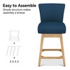 Vipbear 26/30 In Counter Height Swivel Barstool with Back,Modern Fabric Swivel Barstools Chair for Kitchen Island,Pub Upholstered Solid Wood Legs - 3 of 4