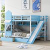 NicBex Full Over Full/Twin over Twin Bunk Bed with 2 Drawers 3 Shelves,Castle Style Loft Bed with Slide for Bedroom,Pink/White/Gray/Blue - 2 of 4