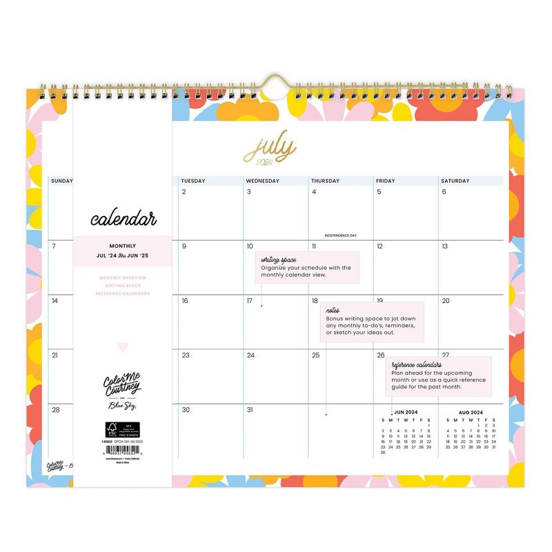 Color Me Courtney for Blue Sky June 2024- July 2025 Monthly Wall Calendar 12&#34;x15&#34; Daisy Burst, 4 of 5