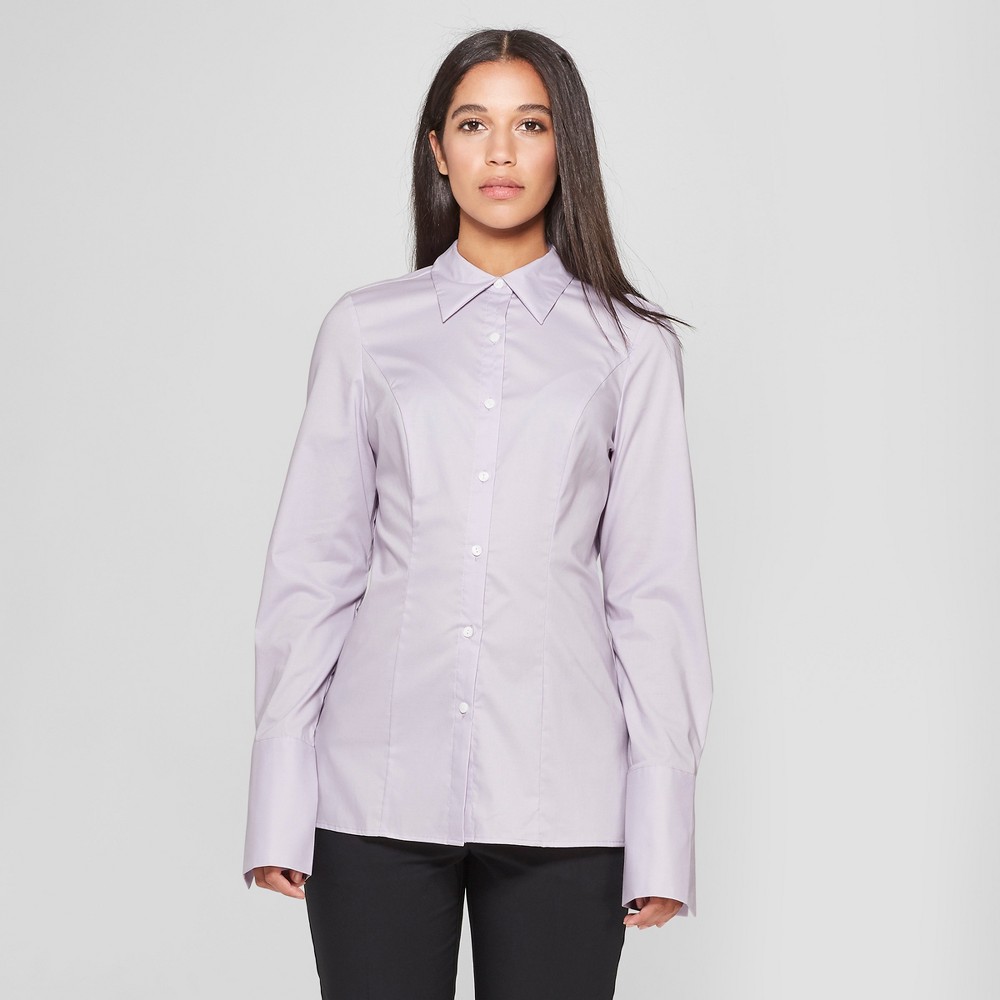 Women's Long Sleeve Fitted Button-Down Collared Shirt - Prologue Purple S, Size: Small was $24.98 now $11.24 (55.0% off)