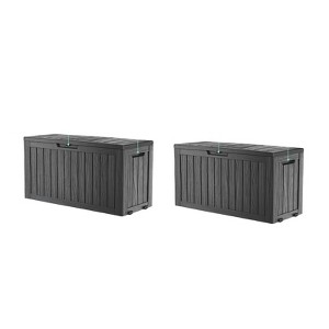 Naysaye Deck Boxes, 2-Piece 75 Gal Outdoor Storage Deck Box, Small Patio Storage Bin for Garden Tools, Black, 46.06"*21.06"*21.65" - 1 of 4